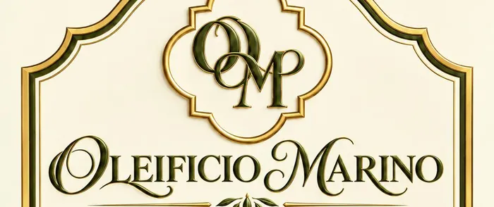L'etichetta crema dell'Oleificio Marino, col monogramma OM